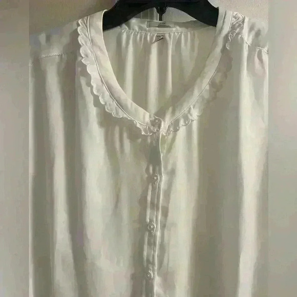 Joie blouse button front white scallop edge short sleeves XXL NWT - Picture 2 of 8